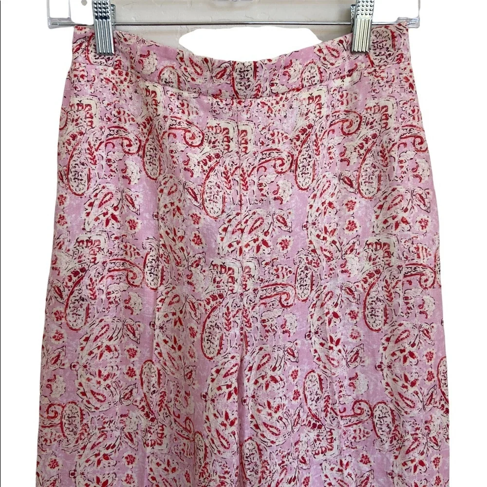 Zara Linen Blend Wide Leg Printed Pants